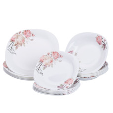 Столовый сервиз фарфоровый на 6 персон 18 тарелок белый HP-7-714