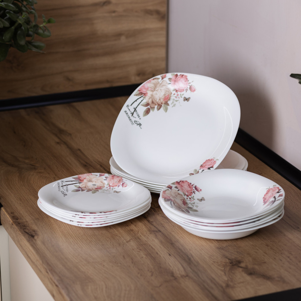 Зображення Столовый сервиз фарфоровый на 6 персон 18 тарелок белый HP-7-714 ИМ Light-Deco 5 