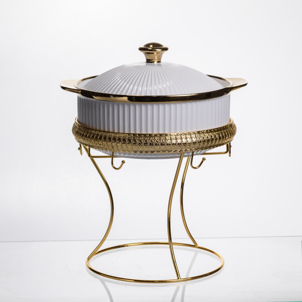 Зображення Суповой сервиз на 5 персон супница 1.8 (л) на подставке с бульонницами 300 (мл) тарелки для супа Белый с золотом ML151 ИМ Light-Deco 1 