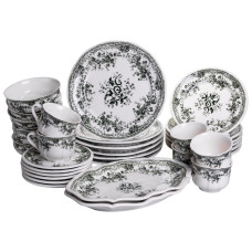 Столовый набор посуды 32 предмета на 6 персон Vintage Elegant фарфоровый Черный YY78-7A