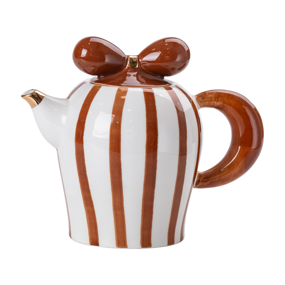 Зображення Чайний сервіз Light House на 6 персон з фарфоровою підставкою LG-30013 білий з коричневим ИМ Light-Deco 1 