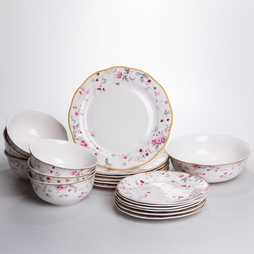 Зображення Столовый сервиз на 6 персон фарфоровый Strawberries 24 предмети Yiwu HP-7-716 ИМ Light-Deco 