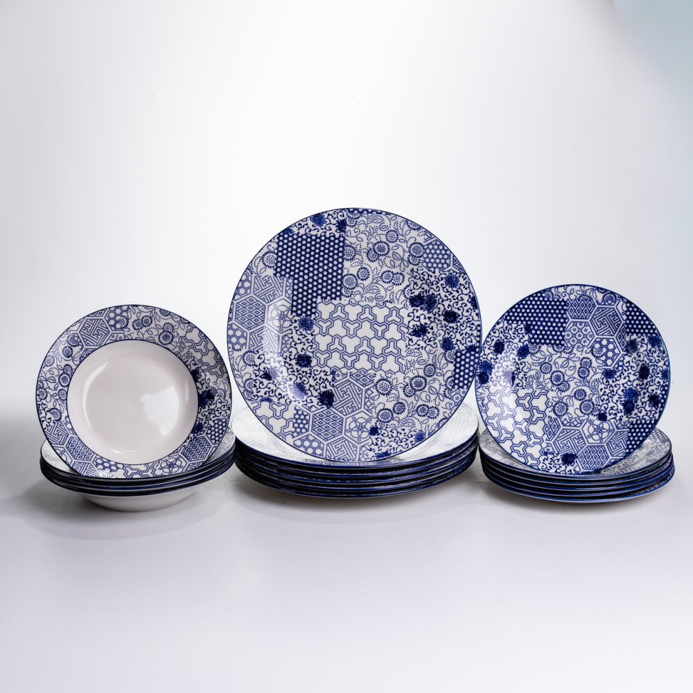 Зображення Столовый сервиз на 6 персон 18 предметов фарфоровый HP-HK-A5 Синий ИМ Light-Deco 