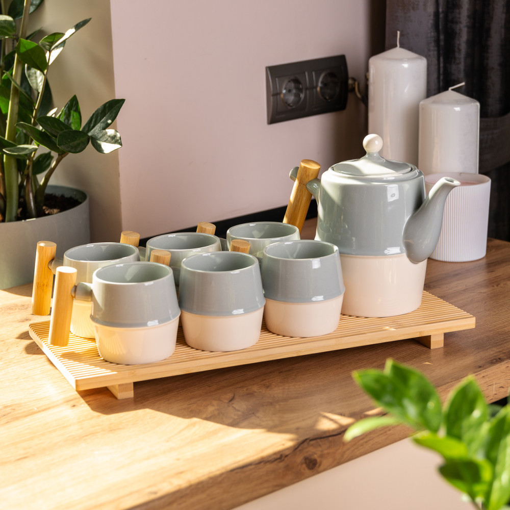 Зображення Чайний набір Light House на 6 персон з бамбуковою підставкою LG-30001) сірий ИМ Light-Deco 6 