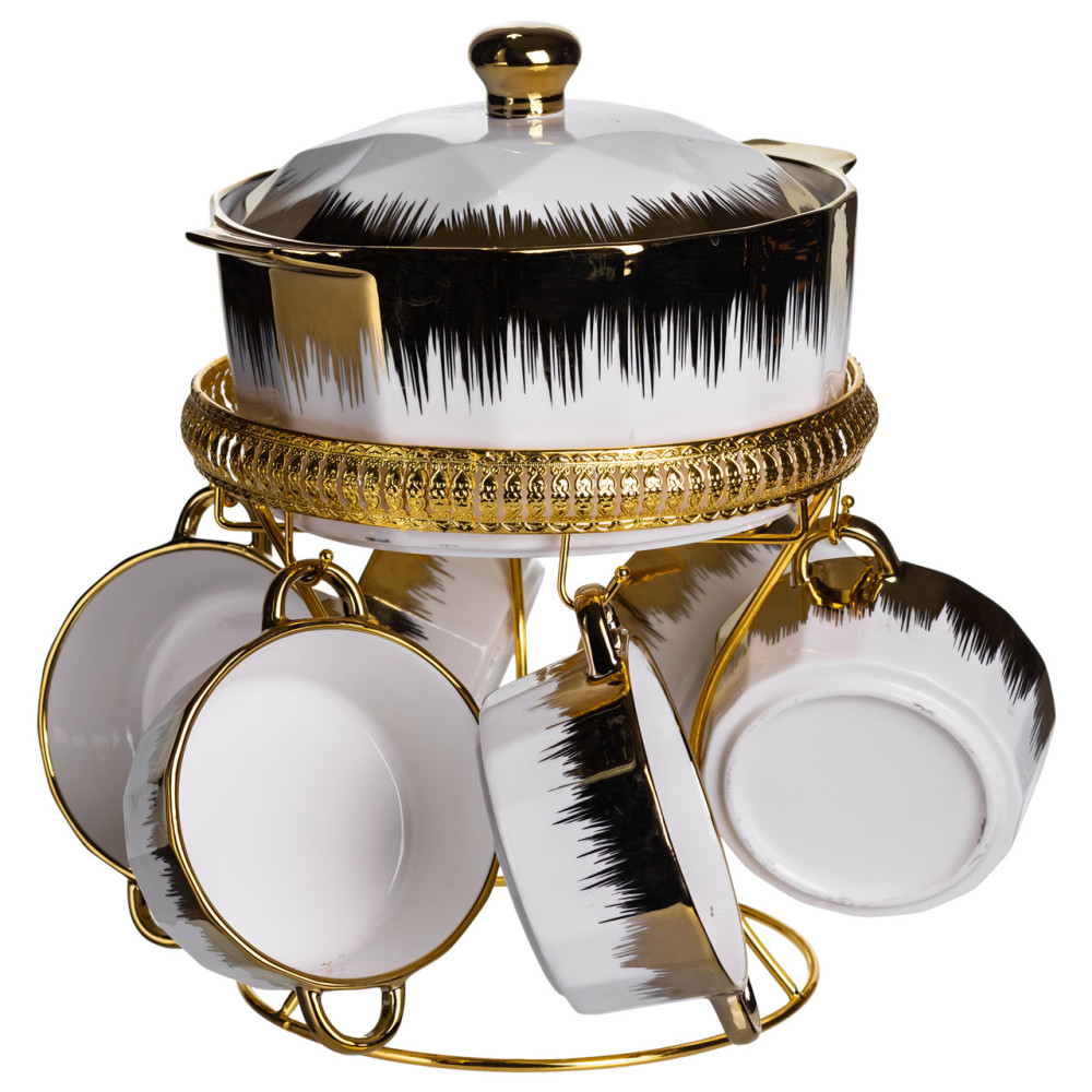 Зображення Суповой сервиз на 6 персон супница 2 (л) на подставке с бульонницами 300 (мл) тарелки для супа ML-T35 ИМ Light-Deco 