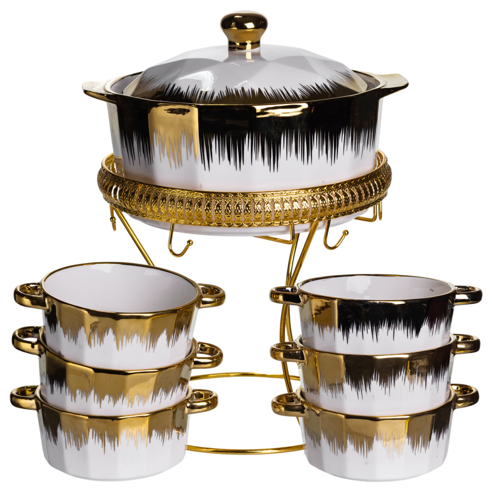 Зображення Суповой сервиз на 6 персон супница 2 (л) на подставке с бульонницами 300 (мл) тарелки для супа ML-T35 ИМ Light-Deco 1 