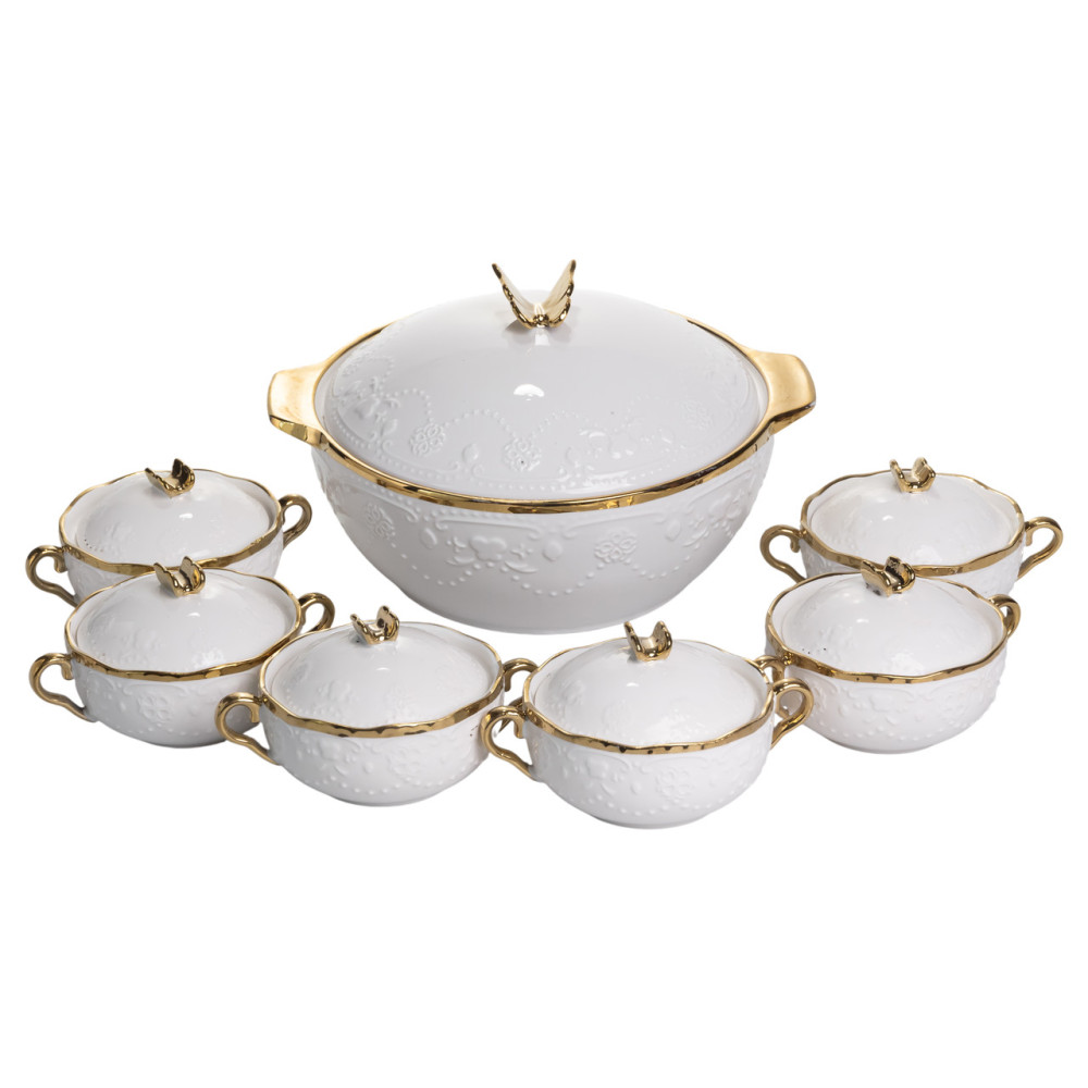 Зображення Суповой сервиз на 6 персон супница 3 (л) с бульонницами 300 (мл) тарелки для супа SPW-16 ИМ Light-Deco 4 