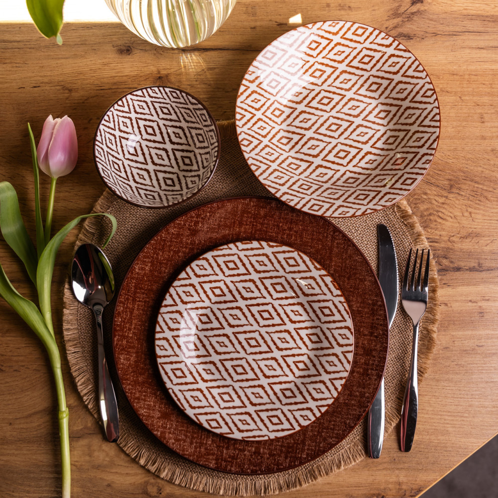 Зображення Столовый сервиз на 6 персон 24 предмета фарфоровый HP-HK-A10 Коричневый ИМ Light-Deco 6 