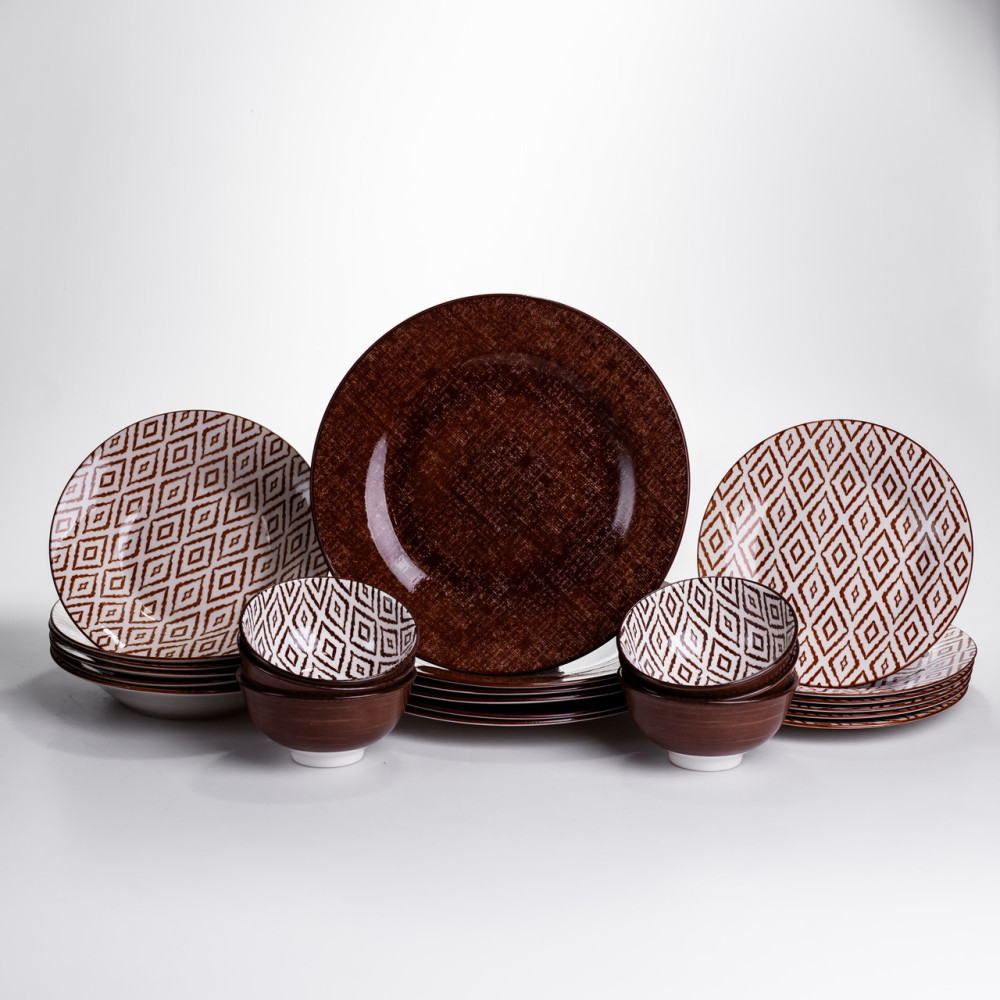 Зображення Столовый сервиз на 6 персон 24 предмета фарфоровый HP-HK-A10 Коричневый ИМ Light-Deco 