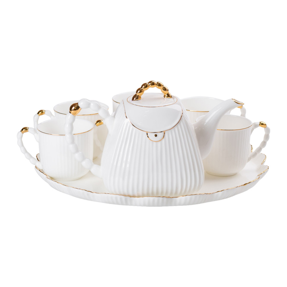 Зображення Чайний набір Light House на 6 персон, із заварювальним чайником та підставкою LG-30005 білий ИМ Light-Deco 6 