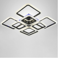 Люстра потолочная LED с RGB подсветкой Light House NM-16470/4+4 GM RGB 192W+30W черный хром