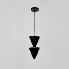 Чорний підвісний світильник із подвійним конусним дизайном Ø 17х40 см