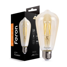 Світлодіодна лампа Feron Filament LB-764 4Вт E27 2700K EDISON ST64 золото Світлодіодна лампа Feron Filament LB-764 4Вт E27 2700K EDISON ST64 золото