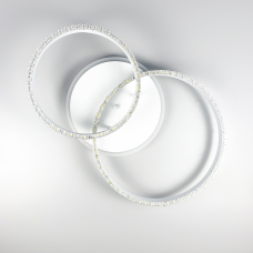 LED люстра на 2 кільця білого кольору з фурнітурою хром