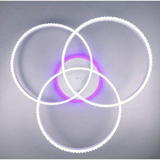 LED світильник білий на 3 кільця з хромованою смужкою d50 см