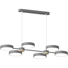 Люстра підвісна світлодіодна Light House SRS-19606/6 GREY+WOOD колір сірий + дерево