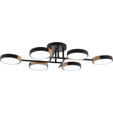 Люстра стельова світлодіодна LED Light House SRS-19475/6 BK+WOOD чорна