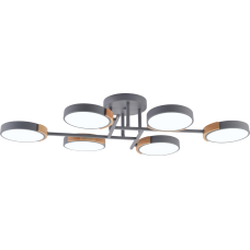 Люстра стельова світлодіодна LED Light House SRS-19475/6 GR+WOOD сіра