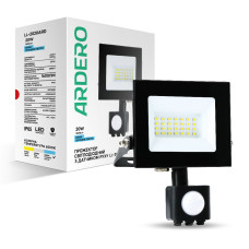 Прожектор світлодіодний з датчиком руху Ardero LL-2020ARD 20W 1600Lm 6500K чорний