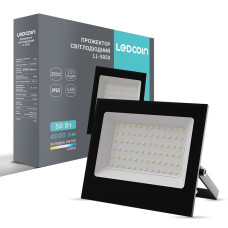 Светодиодний прожектор Ledcoin LL-5050 50Вт 6500K черный Светодиодний прожектор Ledcoin LL-5050 50Вт 6500K черный