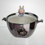 Изображение Бульонница фарфоровая Labubu с крышкой и ручками 800 (мл) Ø15 (см) детская тарелка для супа и лапши Серебристый с серым FM-34A ИМ Light-Deco 
