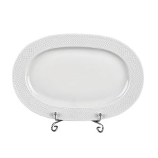 Тарілка овальна скляна Light House "Izumrut" біла 22см (39-108)