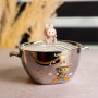 Изображение Бульонница фарфоровая Labubu с крышкой и ручками 800 (мл) Ø15 (см) детская тарелка для супа и лапши Серебристый с коричневым FM-34B ИМ Light-Deco 1 