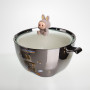 Изображение Бульонница фарфоровая Labubu с крышкой и ручками 800 (мл) Ø15 (см) детская тарелка для супа и лапши Серебристый с коричневым FM-34B ИМ Light-Deco 3 