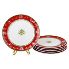 Набір з 6-ти фарфорових тарілок Light House "Merry christmas - Ялинка" біла 26 см (943-160)