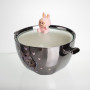 Изображение Бульонница фарфоровая Labubu с крышкой и ручками 800 (мл) Ø15 (см) детская тарелка для супа и лапши Серебристый с розовым FM-34C ИМ Light-Deco 2 