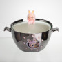 Изображение Бульонница фарфоровая Labubu с крышкой и ручками 800 (мл) Ø15 (см) детская тарелка для супа и лапши Серебристый с розовым FM-34C ИМ Light-Deco 