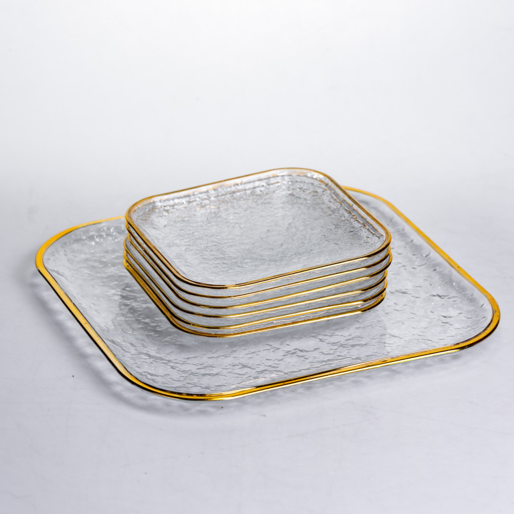 Изображение Набор тарелок Golden Prism из 7 предметов с золотой окантовкой Yiwu HP-34-84 ИМ Light-Deco 2 