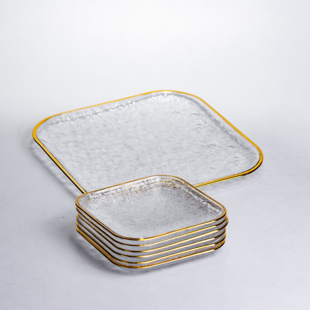 Изображение Набор тарелок Golden Prism из 7 предметов с золотой окантовкой Yiwu HP-34-84 ИМ Light-Deco 3 