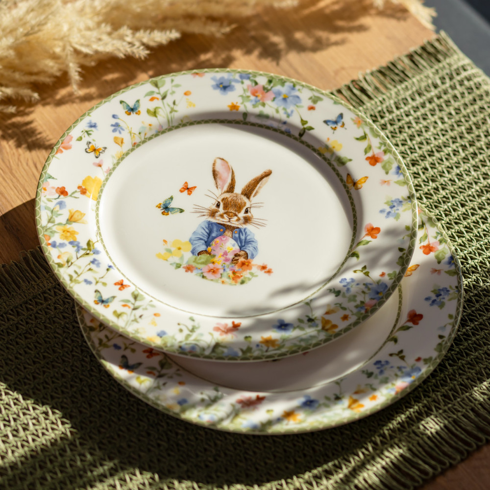 Изображение Набор обеденных тарелок пасхальных Garden Rabbits фарфоровые 25 см HP-7323-5A ИМ Light-Deco 1 