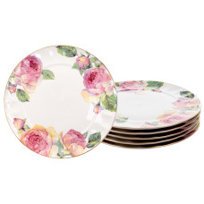 Набір з 6 фарфорових тарілок Light House "ПІОНИ" білі 26 см (943-205)