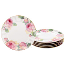 Набір з 6-ти фарфорових тарілок Light House "ПІОНИ" білі 20см (943-204)