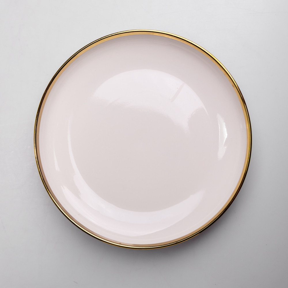 Зображення Тарелка обеденная фарфоровая 25,5 см с золотым кантом Yiwu LB-1606B ИМ Light-Deco 