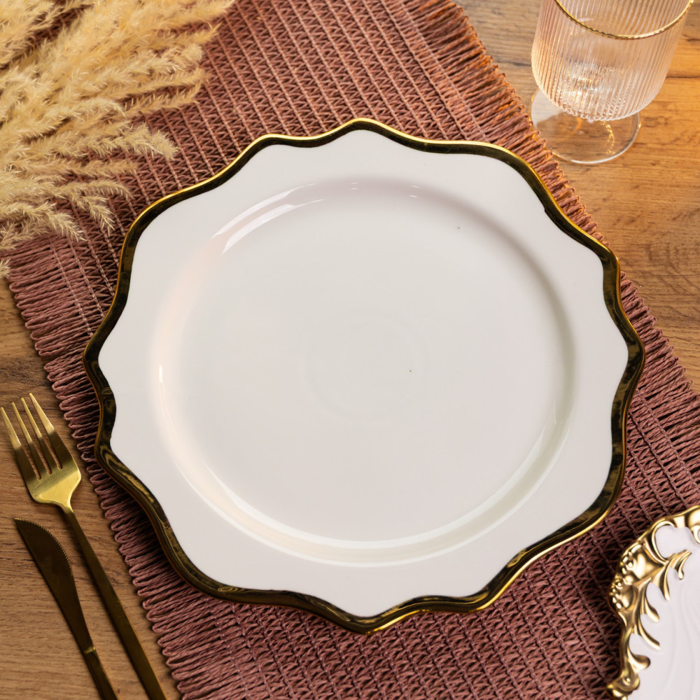 Зображення Тарелка сервировочная фарфоровая Antique White 25 см Yiwu HKPP-10 ИМ Light-Deco 1 