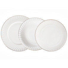 Набір з 18 фарфорових тарілок Lefard "Меренга" із золотом (949-009)