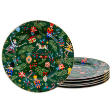 Набір з 6 фарфорових тарілок Lefard "Green Christmas" 19 см (922-071)
