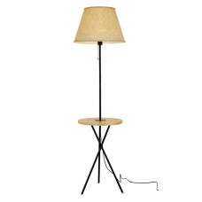 Світильник для підлоги Торшер з абажуром Levistella 918F8333-1 WOOD чорний + бежевий