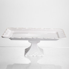 Тортовница на ножке White Square 30.5*30.5 см фарфоровая квадратная Yiwu 120-YH-HG061