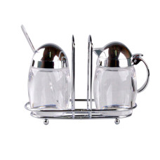 Набір для чаювання 2 пр. (цукорниця з ложкою, молочник) на метал. підставці