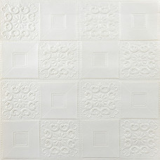 Самоклеюча декоративна стельова стінна 3D панель 700x700x3мм Білий (114-3) SW-00000697