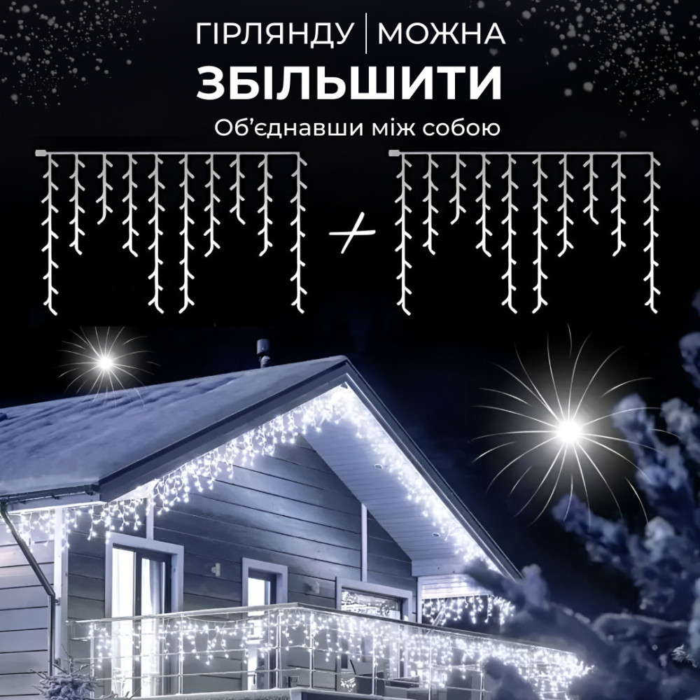 Изображение Гирлянда уличная светодиодная 90 LED 3 метра белый провод бахрома 18 нитей Белый 3МWW ИМ Light-Deco 6 
