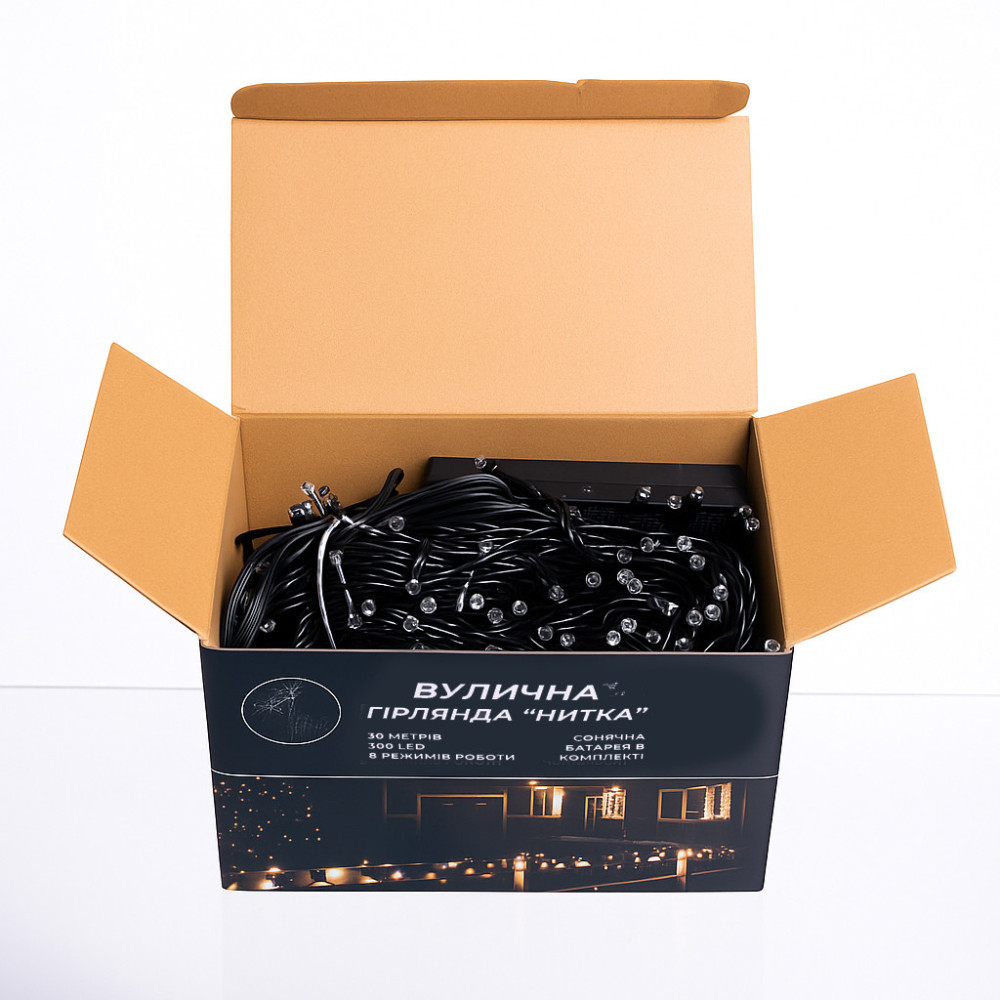 Изображение Новогодняя гирлянда уличная 30 м 300 LED с солнечной батареей черный провод Мультиколор SB300L30MBML ИМ Light-Deco 3 