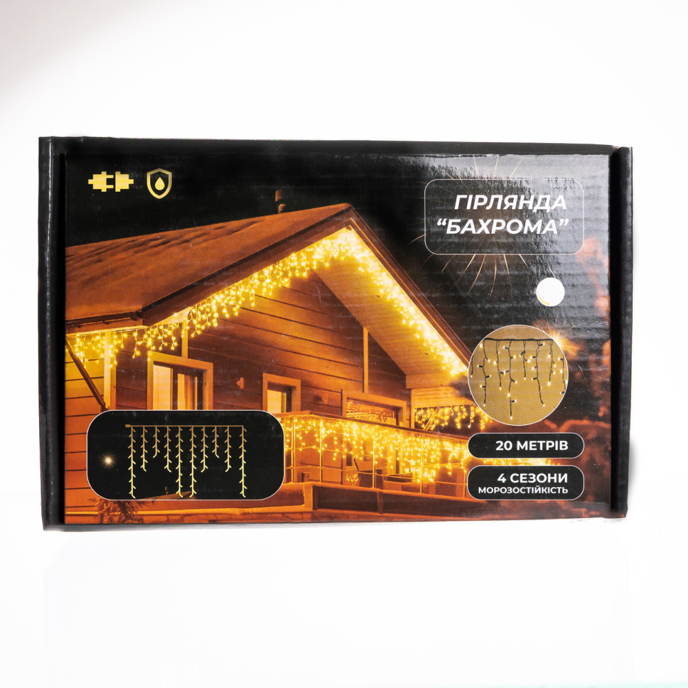 Зображення Уличная гирлянда Бахрома 20 м 335 LED гирлянда штора черный провод Белый 20MBW ИМ Light-Deco 4 