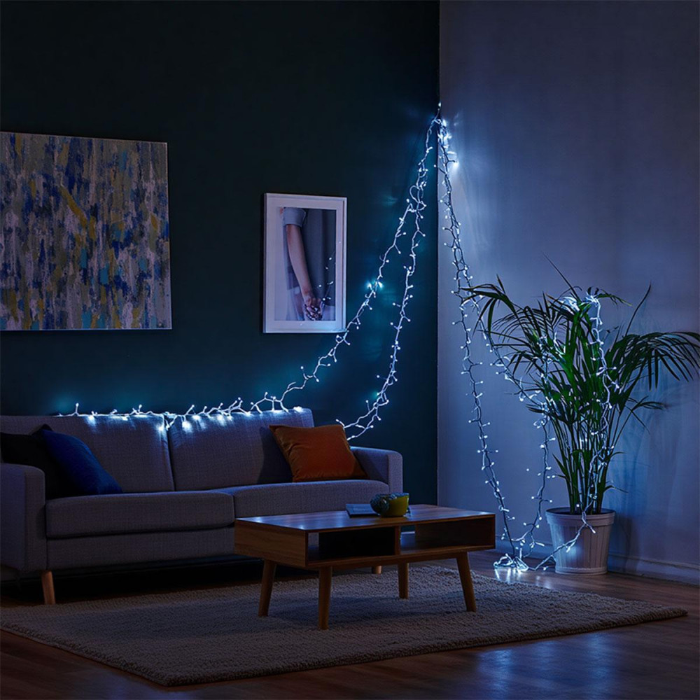 Изображение Новогодняя гирлянда уличная 100 м 1000 LED с солнечной батареей 8 режимов работы черный провод Белый свет SB1000L100MBW ИМ Light-Deco 2 
