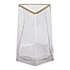 Ваза скляна трикутна  Light House із золотим обідком 13 x 11,5 x 15,5 см (LG-20222) прозора