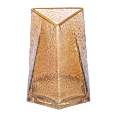 Ваза скляна трикутна  Light House із золотим обідком, 13 x 11,5 x 15,5 см (LG-20222) золото
